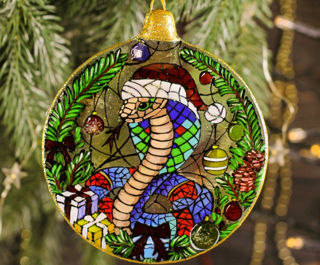 送料無料】ウクライナ 蛇のガラスオーナメント - 十二支クリスマス