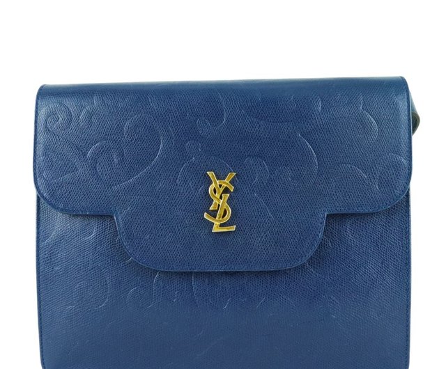 イヴ・サンローラン ヴィンテージ YSL 唐草模様 レザー 斜め掛け