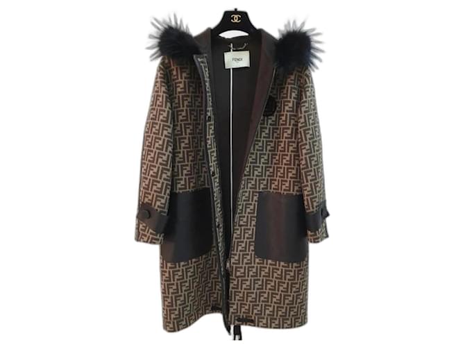 FENDI Black Wool Chester Coat