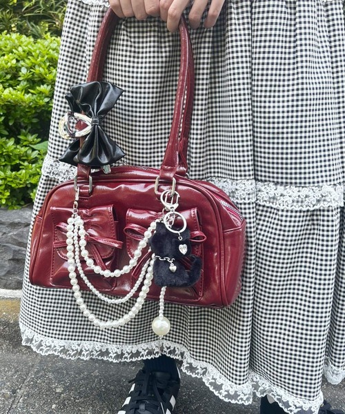 SPINNS | リボンポケット 合皮ハンドバッグ / 500mlペットボトル収納