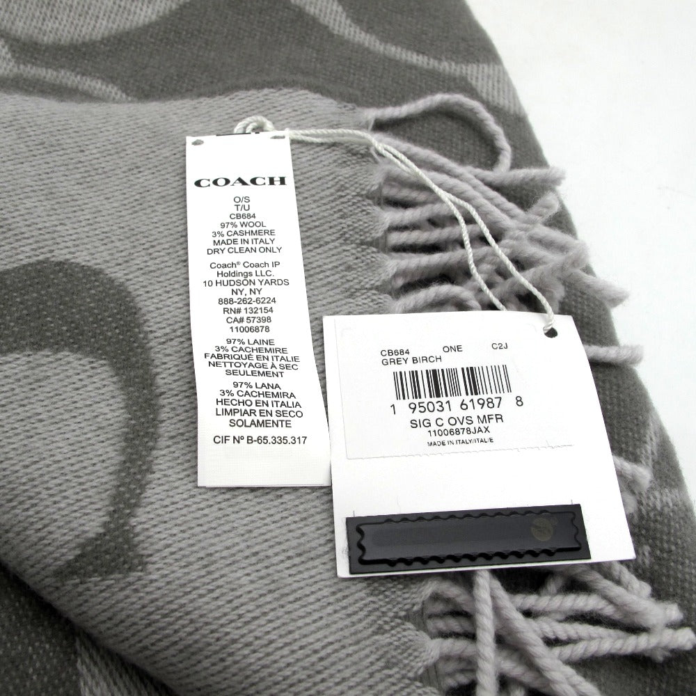 COACH コーチ マフラー シグネチャー ロゴ オーバーサイズ 大判 ウール