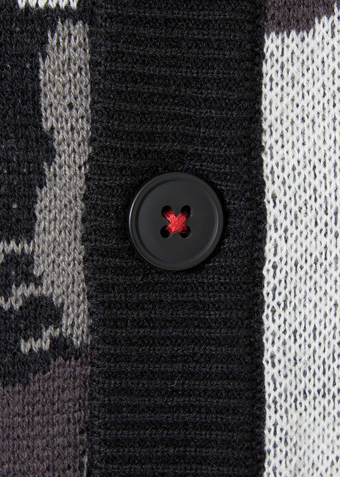 キティ シルエットパターン｜ジャカードVネックカーディガン｜ユニ