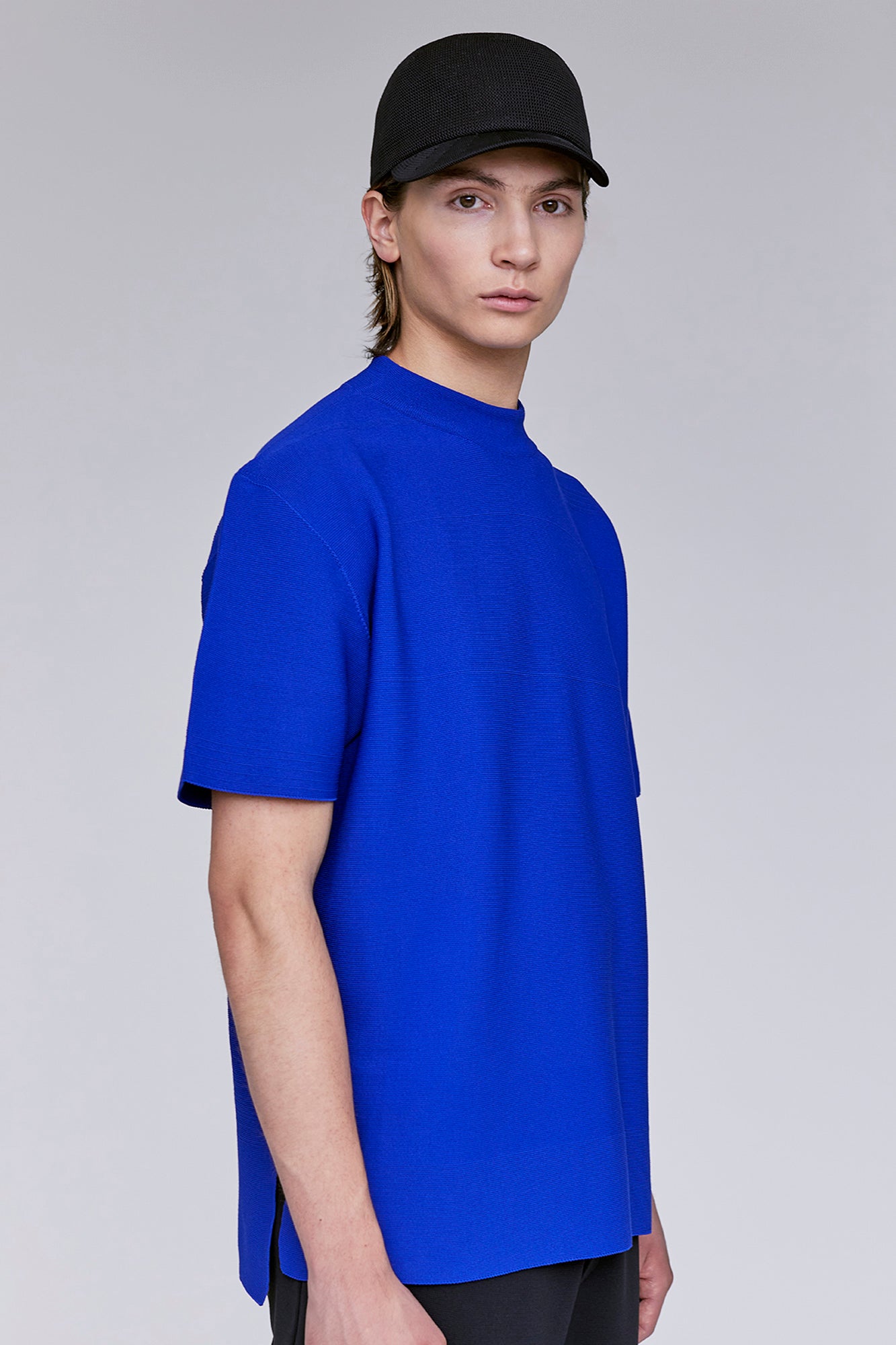 GARTER MOCKNECK SHORT SLEEVE TEE SHIRT