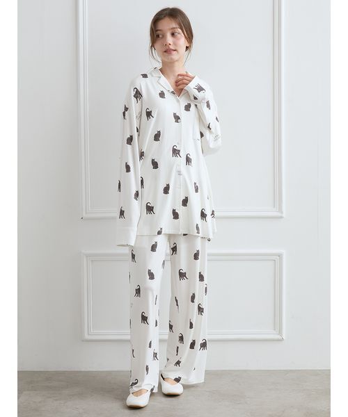 セール】CAT総柄ロングパンツ（ルームウェア/パジャマ）｜gelato pique