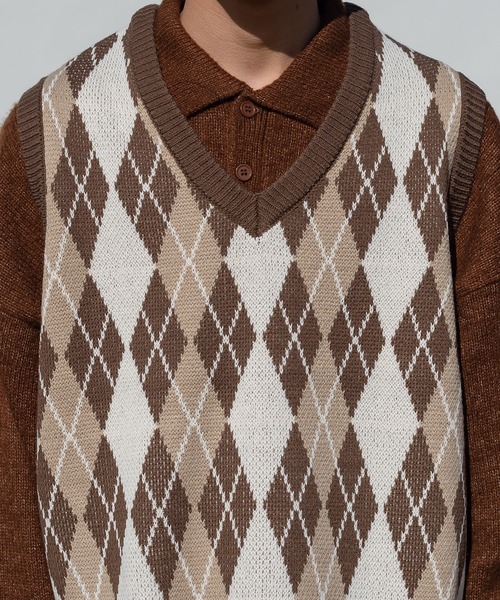 セール】アーガイル柄ニットベスト（ベスト）｜kutir（クティール）の