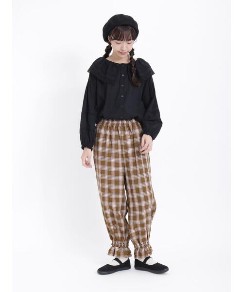 Samansa Mos2（サマンサ モスモス）の「リネン裾フリルギャザーパンツ