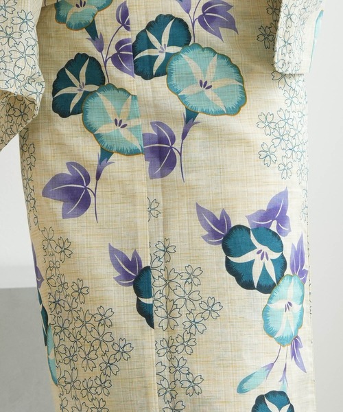 浴衣3点セット 綿麻 水色の朝顔（浴衣）｜utatane（ウタタネ）の