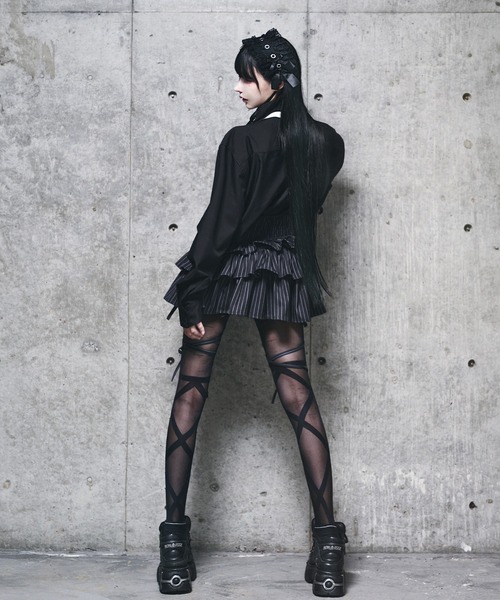 ハイウエストエンブレムボタン付きフリルパンツ（その他パンツ