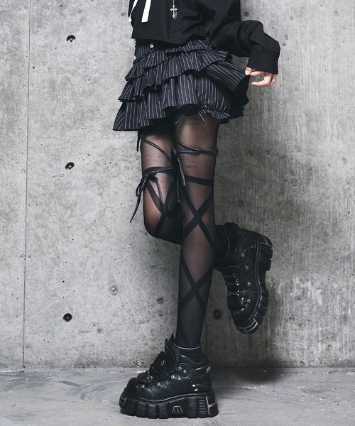 ハイウエストエンブレムボタン付きフリルパンツ（その他パンツ