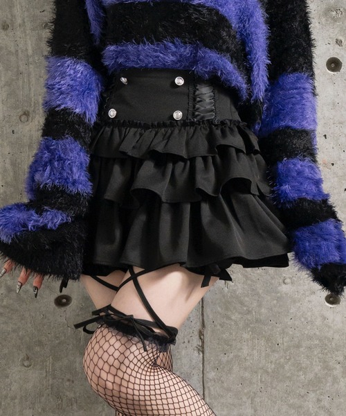 ハイウエストエンブレムボタン付きフリルパンツ（その他パンツ