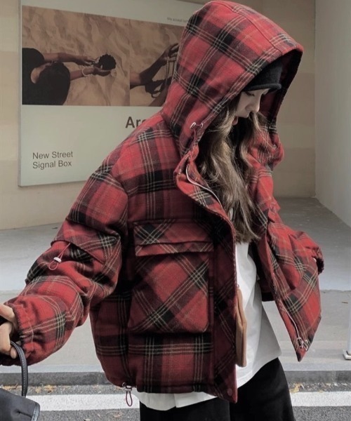 セール】チェック柄ダウンジャケット（ダウンジャケット/コート