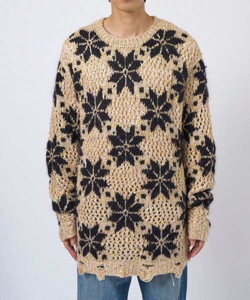 BED J.W. FOR/ベッドフォード】Snow Pattern Crew Neck Knit（ニット