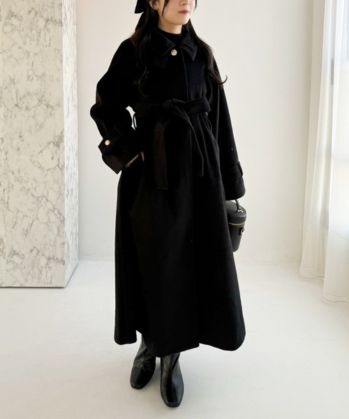 セール】ゴールドボタンステンカラーロングコート（ステンカラーコート