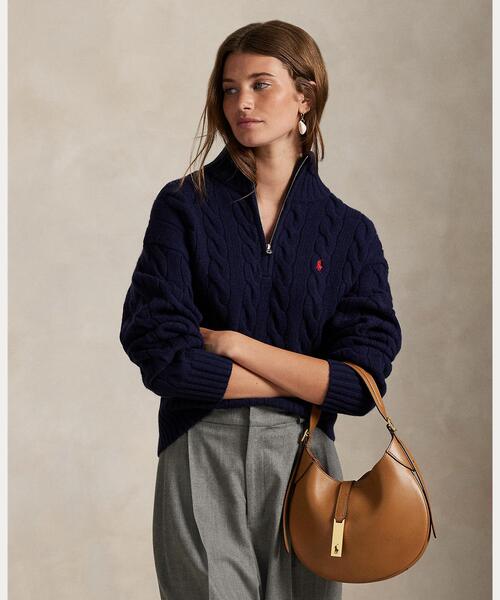 ケーブル ウールカシミヤ ハーフジップ セーター（ニット/セーター