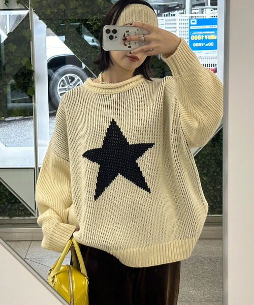 CIAOPANIC（チャオパニック）の「ロールネック星柄ニットプルオーバー