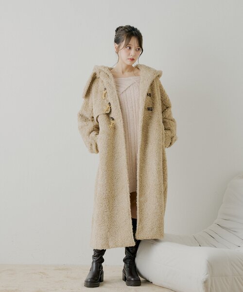 セール】【SALON by Chico】ショートボアフードロングダッフルコート