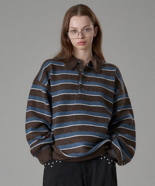 MULTI BORDER SOFT TOUCH KNIT POLO / マルチボーダーソフトタッチ