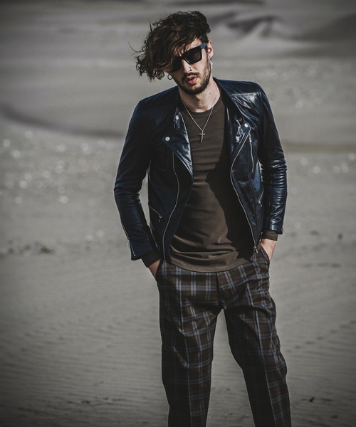 NO ID.】Cow Leather Semi Double Riders Jacket / カウ レザー セミ