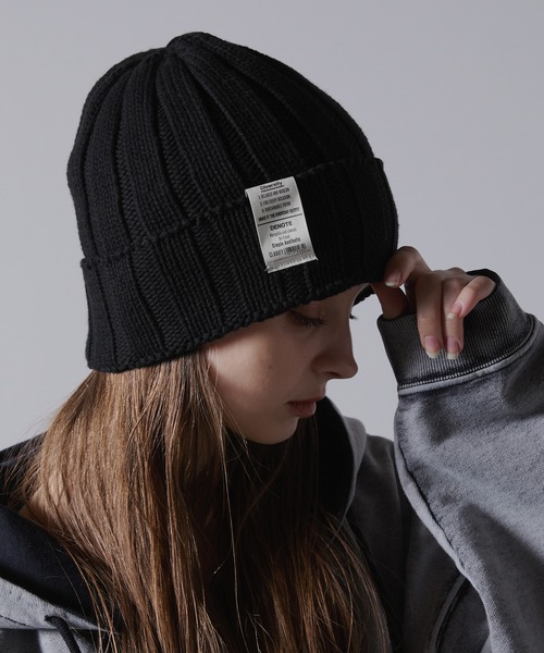 CLEL】Grunge Label Low Gauge Knit Beanie/グランジラベル ローゲージ