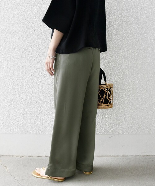 セール】SHIPS any:〈洗濯機可能〉サテン イージー ベイカー パンツ