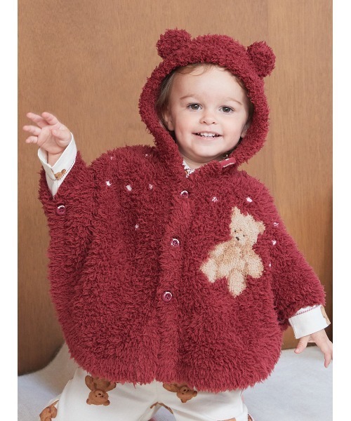 セール】【HOLIDAY】【BABY】ジェラートスノーベアジャガードポンチョ