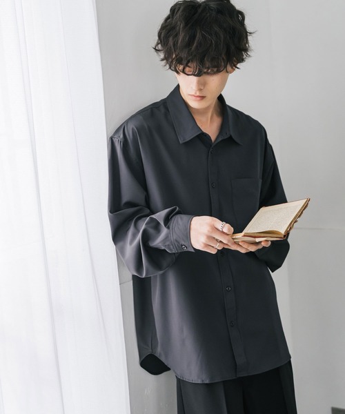 セール】新色追加 オーバーサイズ レギュラーカラーストレッチ長袖