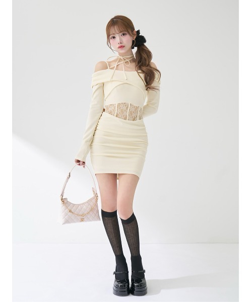 コルセットレースカットミニワンピース（ワンピース）｜Darich