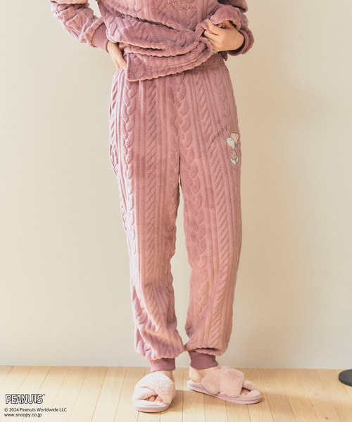 PEANUTS/ピーナッツ】SNOOPY/スヌーピーケーブル編みフリースロング