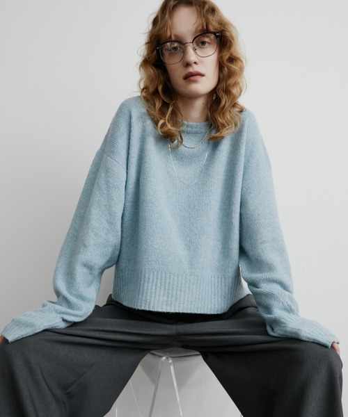 ミックスショート丈プルオーバーニット（ニット/セーター）｜Aunt