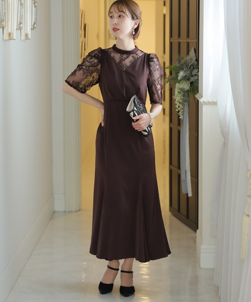 セール】ミモレ丈&七分袖フォーマルマーメイドシルエットセレモニー