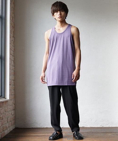 MinoriTY】タンクトップ ロング丈 裾フラットタイプ レイヤード T