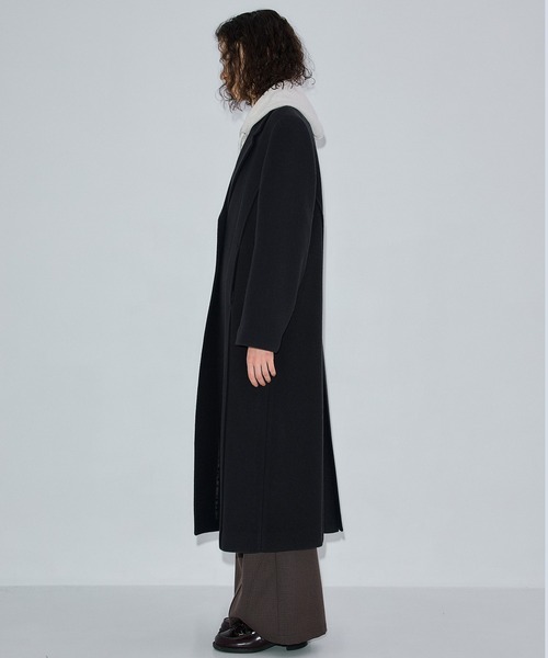 完売間近】SUPER140 ウールロングチェスターコート（ステンカラー