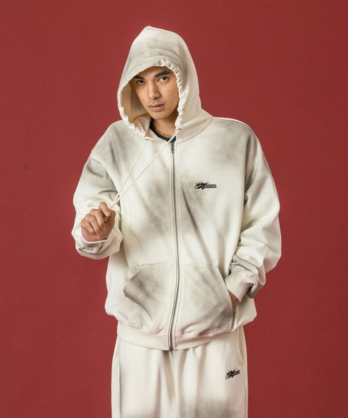 SPRAY DYED ZIP UP HOODED SWEATSHIRT（パーカー）｜XLARGE