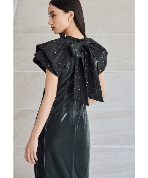 セール】ドレープベロアドレス ドット パーティードレス オケージョン