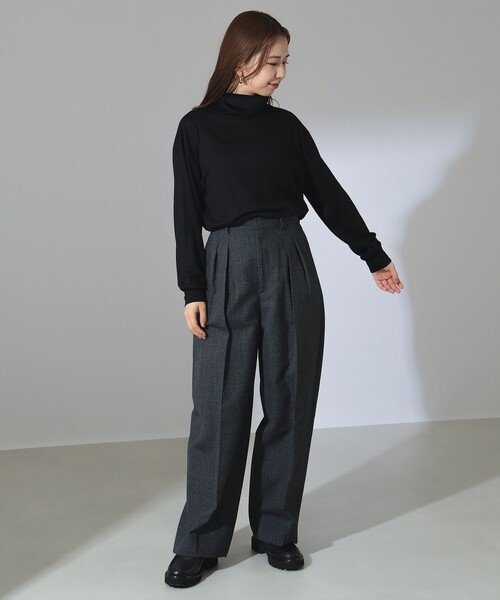 ATON（エイトン）の「ATON / ウール コットン タックパンツ