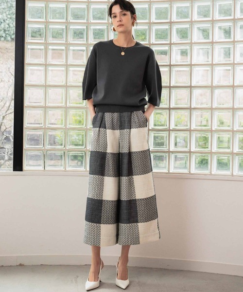 セール】【2026SS】ツイード チェックパンツ ガウチョパンツ《着用動画