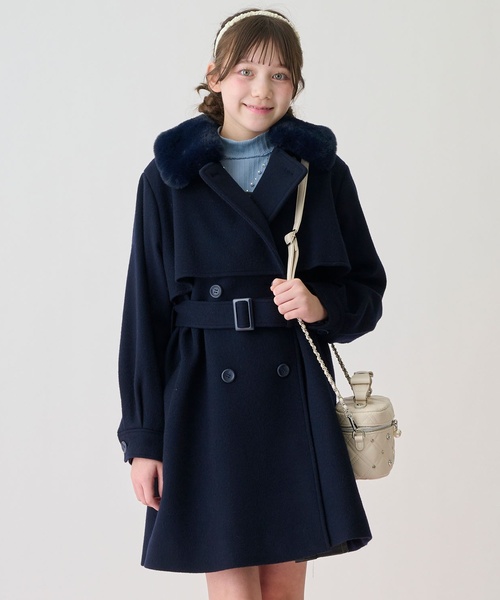 セール】フェイクファー衿つきミドルコート（ダッフルコート）｜mezzo
