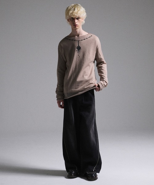 GRANCY】Print Design Sheer Knit / プリントデザインシアーニット