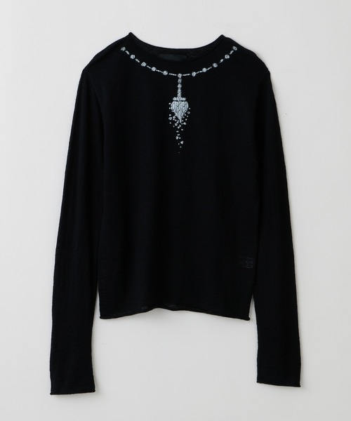GRANCY】 Print Design Sheer Knit Sサイズ GRANCY】Print Design