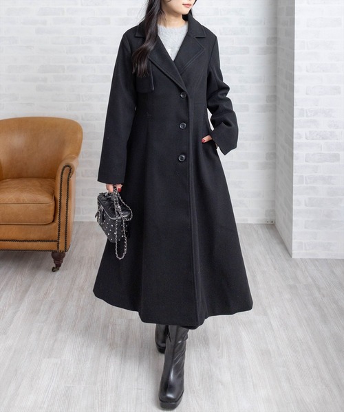 セール】フェイクウールウエストシェイプチェスターロングコート[大人