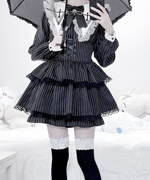 クロス刺繍3段フリルセットアップ 2点SET（セットアップ）｜MA*RS