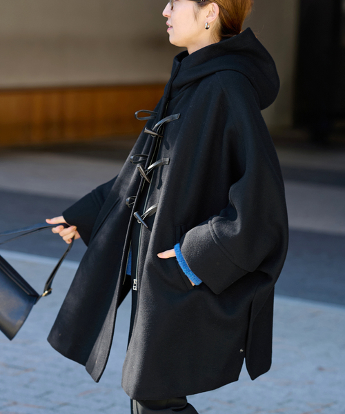 FRAMeWORK メルトンダッフルポンチョコート ブラック FRAMeWORK