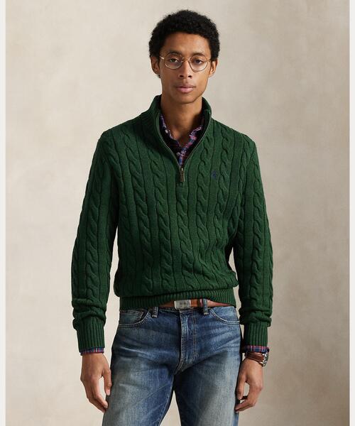 ケーブルニット コットン クォータージップ セーター（ニット/セーター