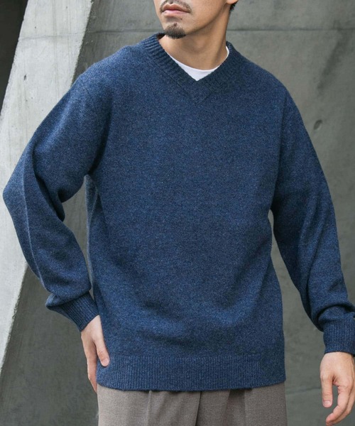 セール】『XLサイズあり』ハミルトンラムズウールVネックニット