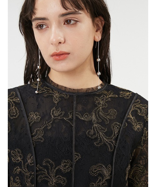 FRAY I.D（フレイアイディー）の「チュールレースラメ刺繍ドレス