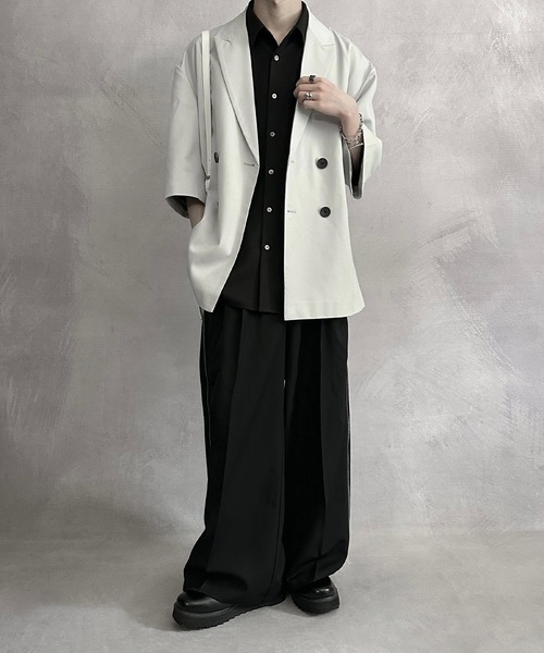 SERACE】Loose silhouette short sleeve double tailored jacket