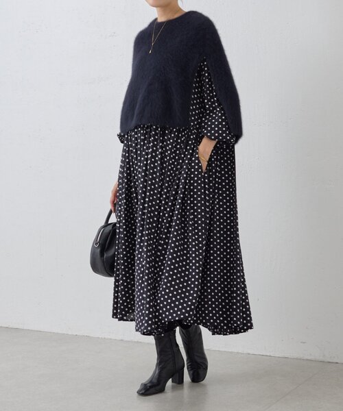 BEARDSLEY(ビアズリー) ファーニットポンチョ ライトグレー ファー