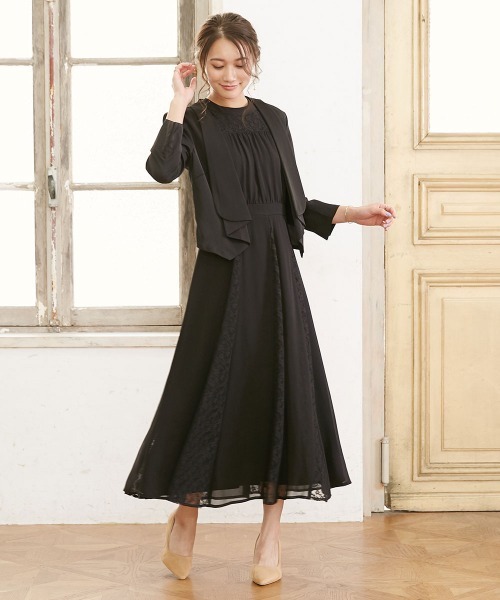 2点セットドレス（レースシフォン切替ワンピースドレス＋ショール