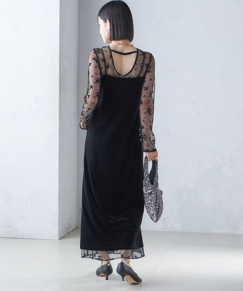 kaene:フロッキー レース ポリエステルベロア 2WAY ドレス（セレモニー