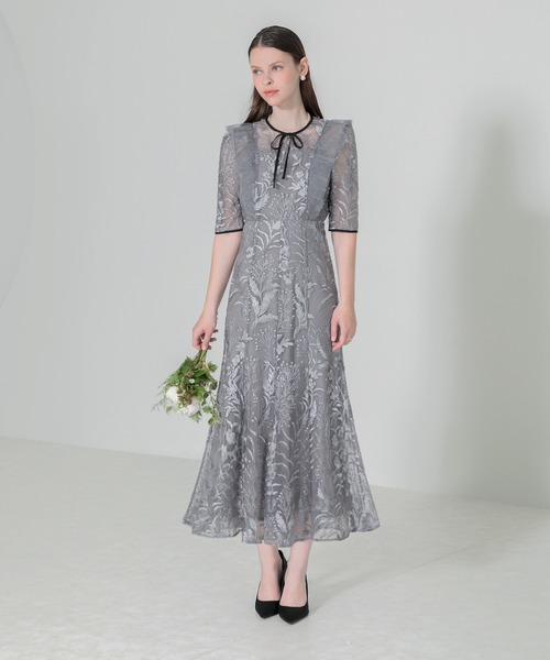 Leja（レジャ）の「【LEJA】刺繍レース配色パイピングショルダーフリル